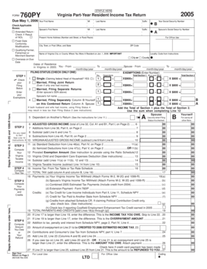 Virginia Part-Year Resident Income Tax Return 2005