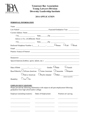 Application Form - Tennessee Bar Association - tba