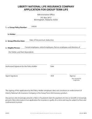 Group Term Life Insurance Application