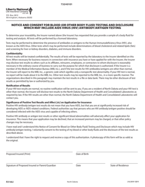 Notice and Consent for Blood Testing and Disclosure