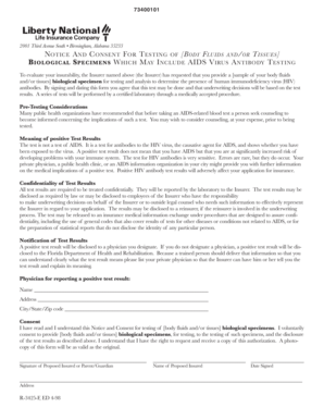 Notice and Consent for HIV Testing