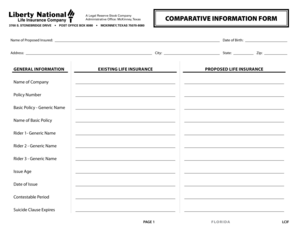 Comparative Information Form