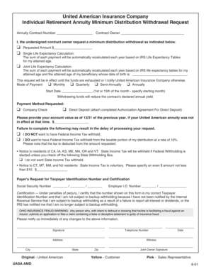 Individual Retirement Annuity Minimum Distribution Withdrawal Request