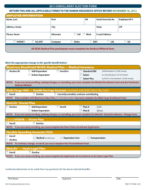 2013 Employee Benefits Enrollment Form