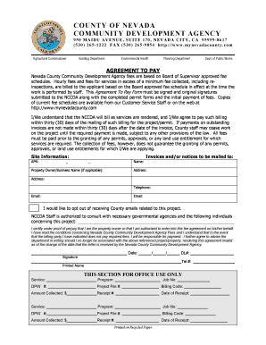 Nevada County Agreement to Pay