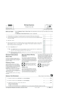 IRS Form 3903 Moving Expense Deduction