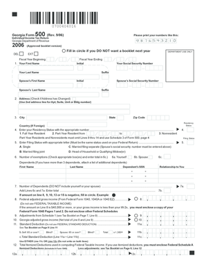 Georgia Form 500 Individual Income Tax Return