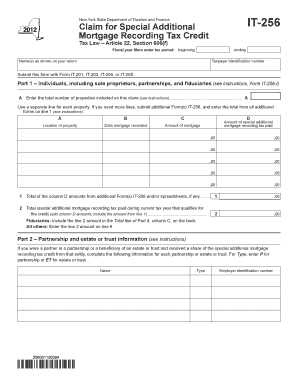 New York Mortgage Recording Tax Credit Form IT-256