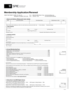 SPIE Membership Application/Renewal Form