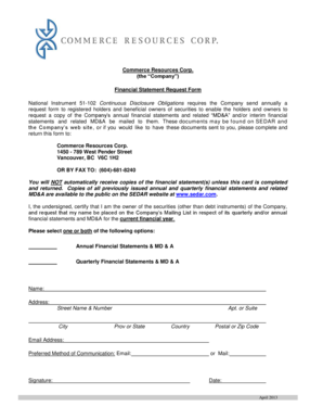 Generic Financial Statement Request Form (NI 51-102) - OTCIQ.com