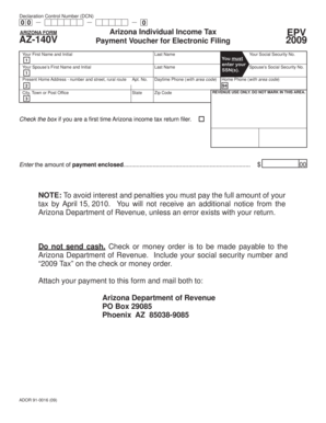 Arizona Individual Income Tax Payment Voucher