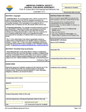 ACS Journal Publishing Agreement Form A