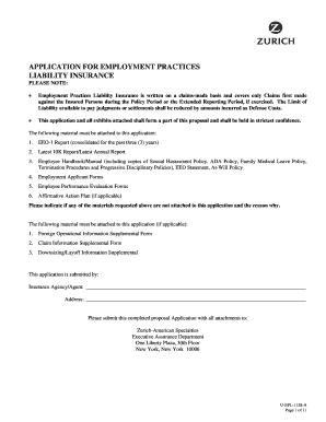 Employment Practices Liability Insurance Application