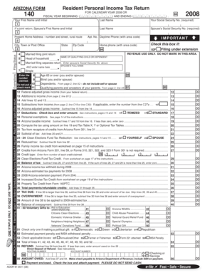 Arizona Form 140 Resident Personal Income Tax Return
