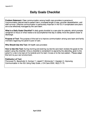 Daily Goals Checklist