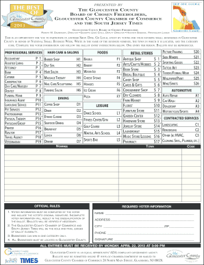 Gloucester County Best of Voting Ballot