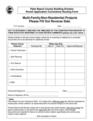 Palm Beach County Permit Application Corrections Form