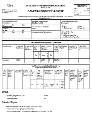 Form 4 Statement of Changes in Beneficial Ownership
