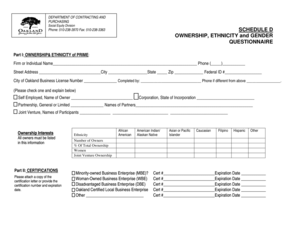 Schedule D Ownership Ethnicity and Gender Questionnaire