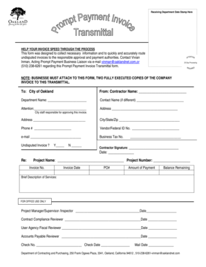 Prompt Payment Invoice Transmittal Form