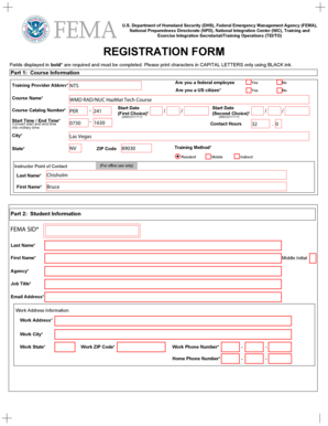 FEMA Training Registration Form