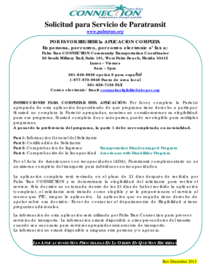 Solicitud para Servicio de Paratransit