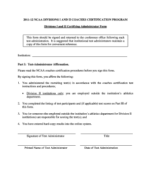 NCAA Coaches Certification Administrator Form