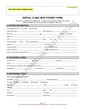 Dental Clinic New Patient Form