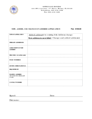 Zoning Address Application Form