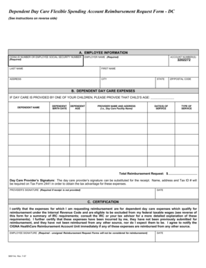Dependent Day Care Reimbursement Request Form