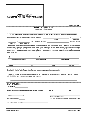 Florida Candidate Oath Form