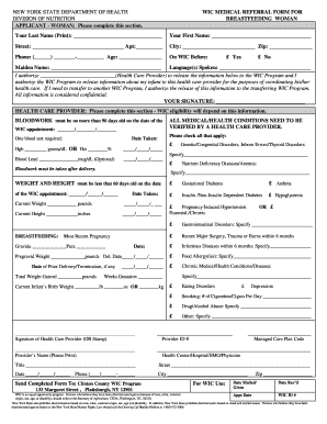 New York WIC Medical Referral Form