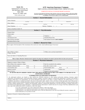 Trip Cancellation/Interruption Proof of Loss Form