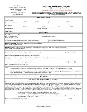 Personal Effects and Money Claim Form