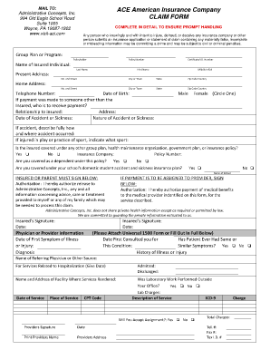 ACE American Insurance Claim Form