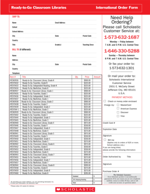 Scholastic International Order Form