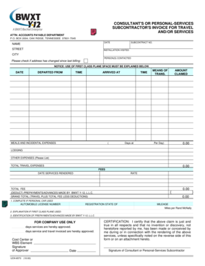 Consultant Travel and Services Invoice