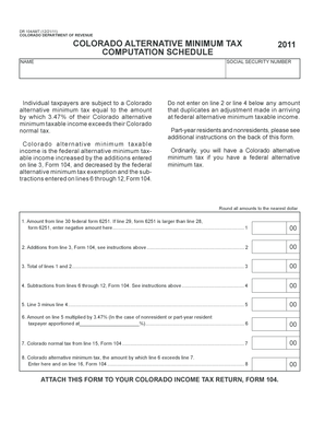 Colorado Alternative Minimum Tax Form 104AMT