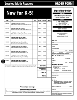 Leveled Math Readers Order Form