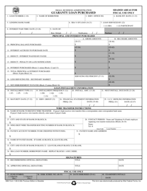 SBA Form 1128 Loan Purchase