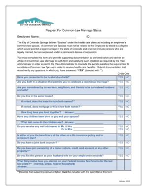 Common law marriage application process - Colorado Springs
