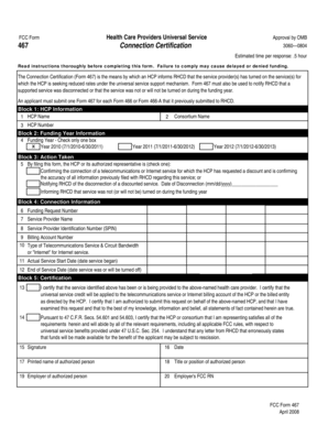 FCC Form 467 Health Care Provider Connection Certification