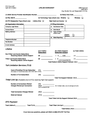 FCC Form 497 Lifeline Worksheet