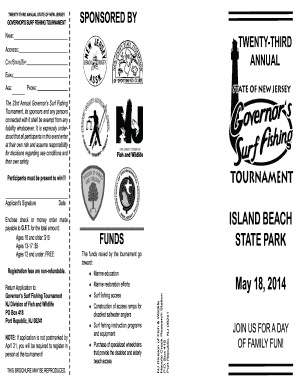 New Jersey Governor's Surf Fishing Tournament Application