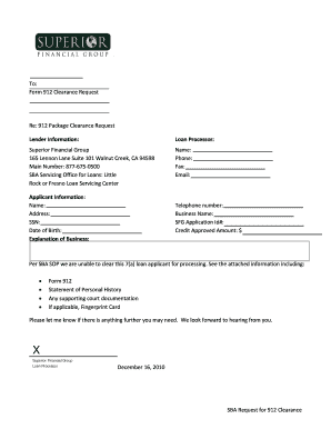 fillable online sba request for 912 clearance to form 912 clearance form 912