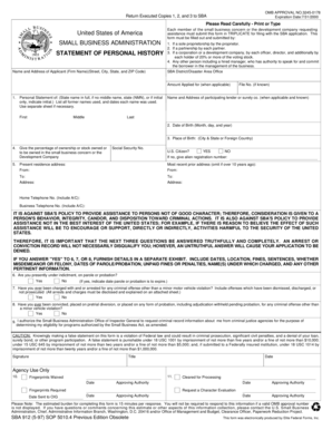 SBA Form 912 Personal History Statement