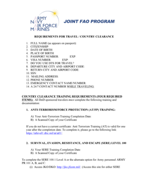 Travel Country Clearance Form