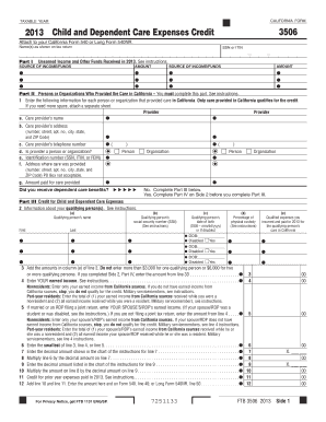 California Form 3506 Child and Dependent Care Expenses Credit