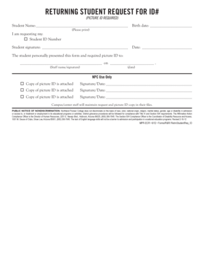 Returning Student Request for ID
