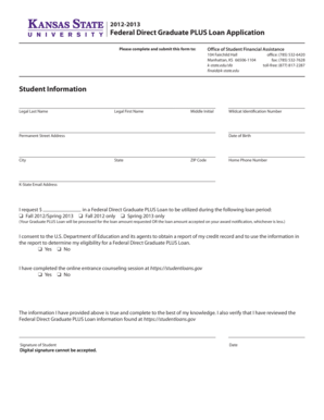 Federal Direct Graduate PLUS Loan Application